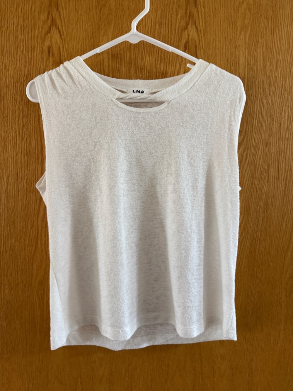 LNA White Sleeveless Crew Tank Top
